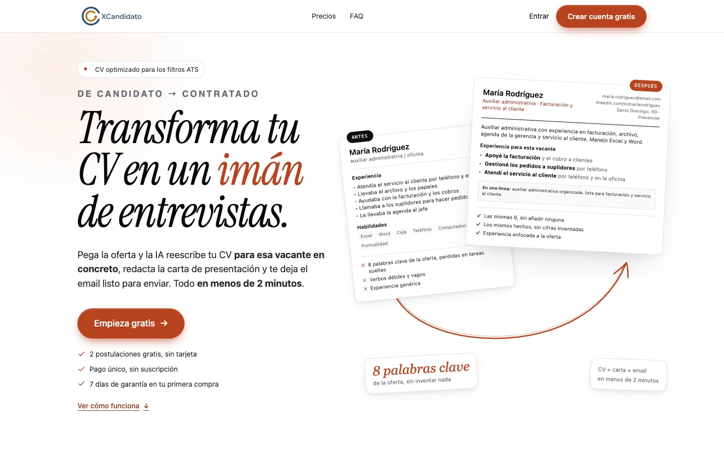Página de inicio de XCandidato